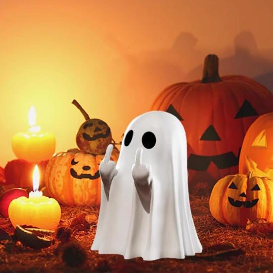 Привидение Орнамент Жуткий Средний Палец Привидение Украшение Хэллоуин Статуэтка Ужас Праздничная Атмосфера Фигурка