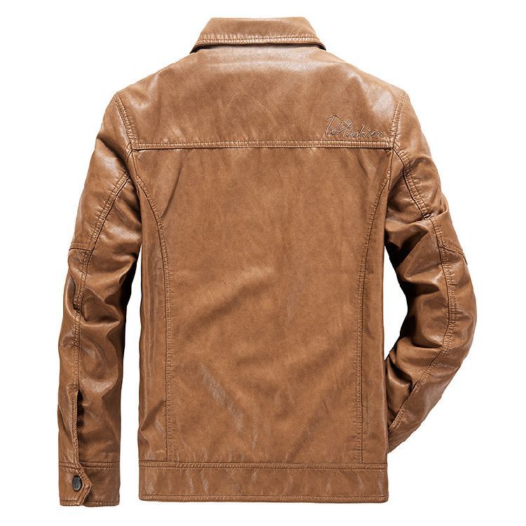 Новая кожаная куртка мужская модная приталенная куртка с лацканами