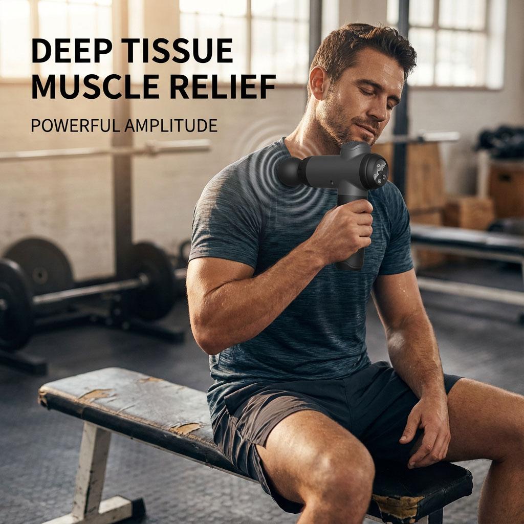 Перкуссионный массажный пистолет для глубоких тканей для спортсменов. 99 скоростей ЖК-дисплей. Массажер для тела с 8 насадками, для облегчения боли во всем теле, тихий.