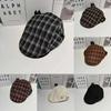 Vintage Plaid Flat Cap Breathable Polyester Beret For Casual And Office Wear
