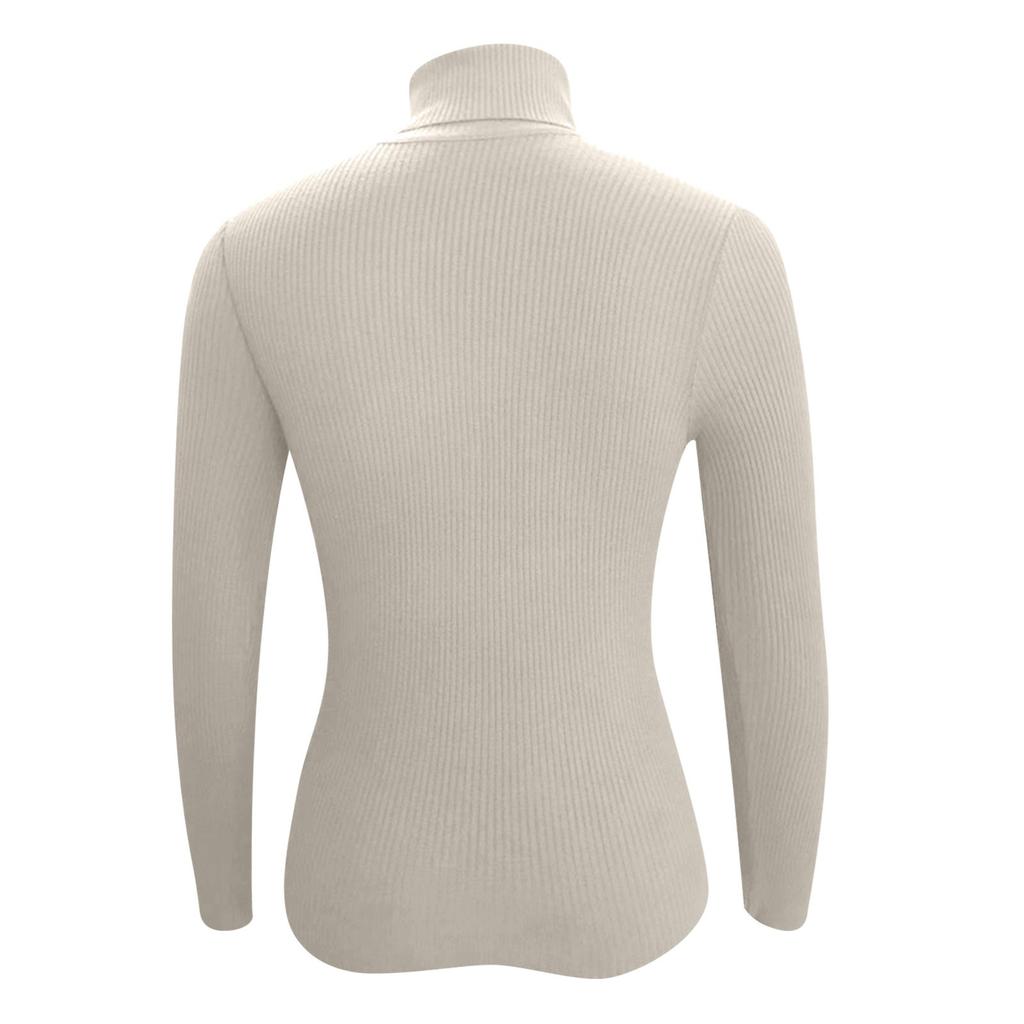 Women's Fashion Casual Solid Color Sweater Long Sleeve Slim Sweater Pullover Top