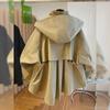 "2024 Women's Oversized British-Style Hooded Windbreaker Cloak for Spring and Autumn"