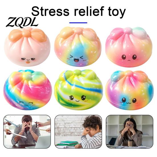Stress Reducer for Travel Colorful Bun Squeeze Toy, Soft Sensory Fidget Cute Tension Relief Hand Grip Toy Adults Kids Anxiety Toys