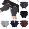Women Cashmere Stretchy Wool  Knitted Half Finger Gloves Typing/Texting Gloves Fingerless Gloves