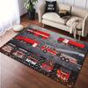 Fire Truck Themed Polyester Carpet Chair Mat,Crystal Velvet Soft Living Room Rug,Washable Outdoor Patio Kitchen Bedroom Floor Mat