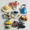 Nordic Ins Home Decoration 3D Food Macarone Coffee Refrigerator Paste Magnetic Coffee Cake Kettle Fridge Magnet Collection Gifts