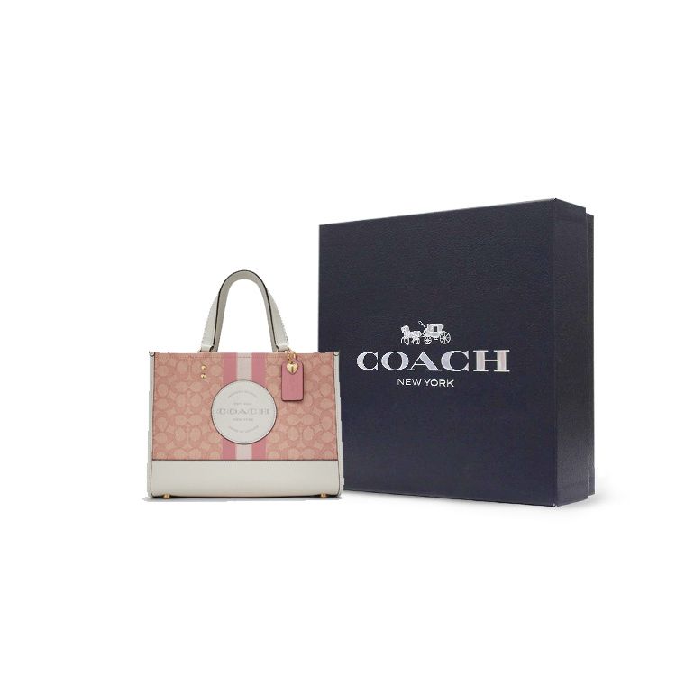 Coach Сумка-тоут Dempsey 30 Signature из ткани с фактурой «pebble grain» и кожи Женские сумки-тоут Цвет: Вишнево-розовый C7685-IMSXX
