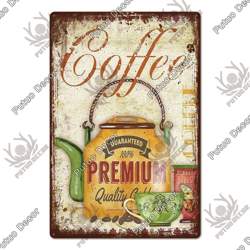 Decor Coffee Vintage Tin Sign Metal Sign Decorative Plaque Retro Plate Cafe Kitchen Living Room Coffee Bar Decoration