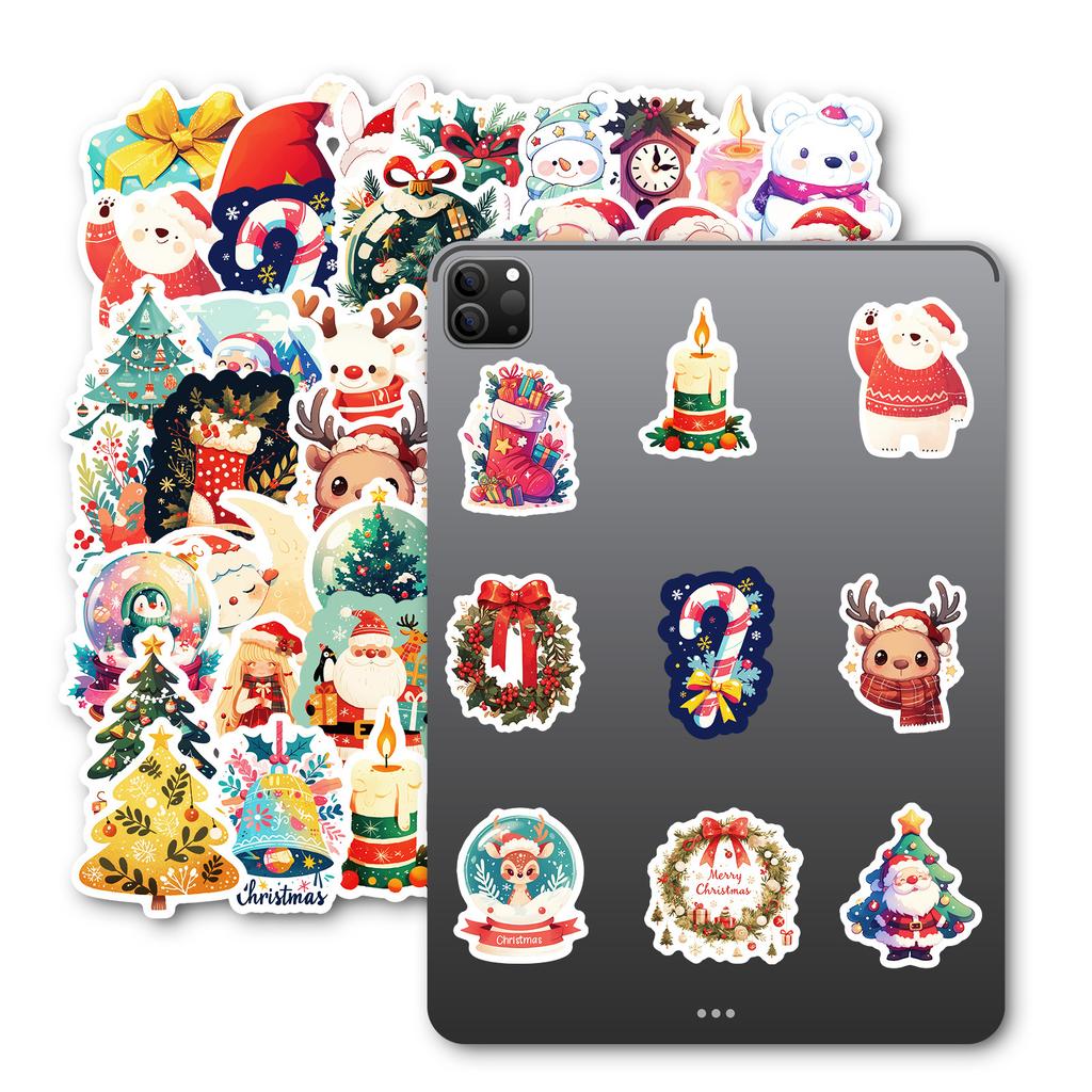50 PCS Christmas Stickers - Colorful Holiday Decals for Mugs, Tablets, Gifts