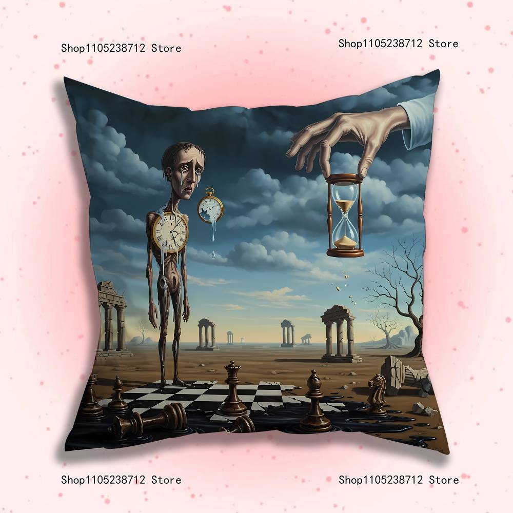 S-Salvador Dali The Persistence Of Memory Clocks Pillow Case Plush Fabric Soft Pillowcase Sided Print Sofa Cushion Cover Throw