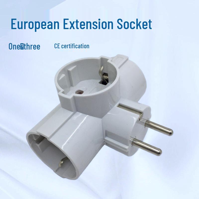 16A Euro/German Standard 1-to-3 Power Converter Plug for Germany, Spain, Russia - Wireless 1-out-3 Socket Adapter