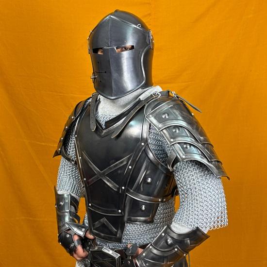 Dwarven Blackened Steel Armor Set Full-Body Knight Cuirass, Pauldrons, Bracers Greaves for LARP, Cosplay Collectors