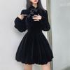 Cheongsam Darlingaga винтажное элегантное готическое велюровое черное платье с темным бантом осень-зима в китайском стиле плиссированные платья вечерние одежда с бриллиантами