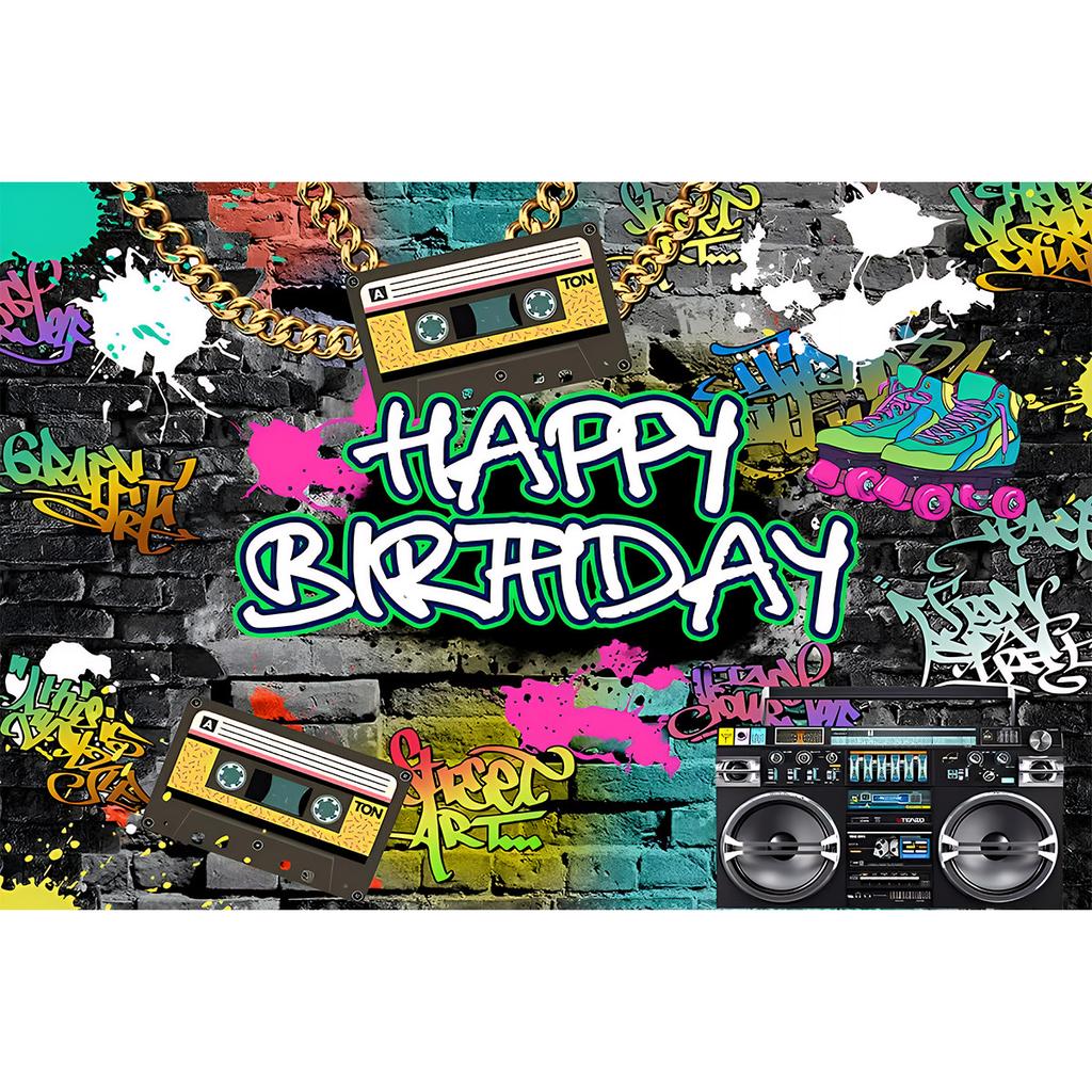 80s 90s Backdrop Party Decorations Retro Hanging Banner Back to The 80s 90s Hip Hop Graffiti Wall Photography Background Photo
