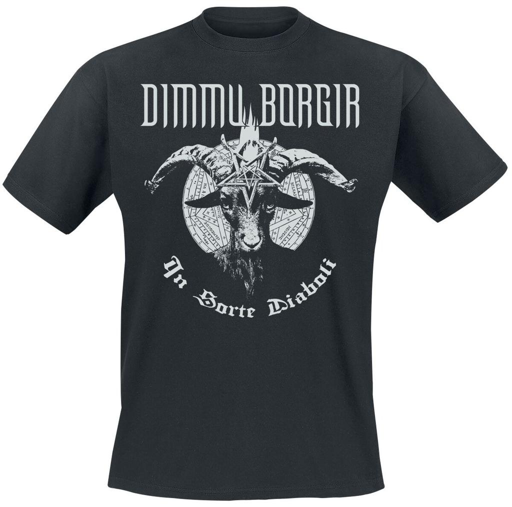 Dimmu Borgir in Sorte Diaboli Tee, Black Metal T-Shirt with Baphomet & Album Print, Band Fan Merch