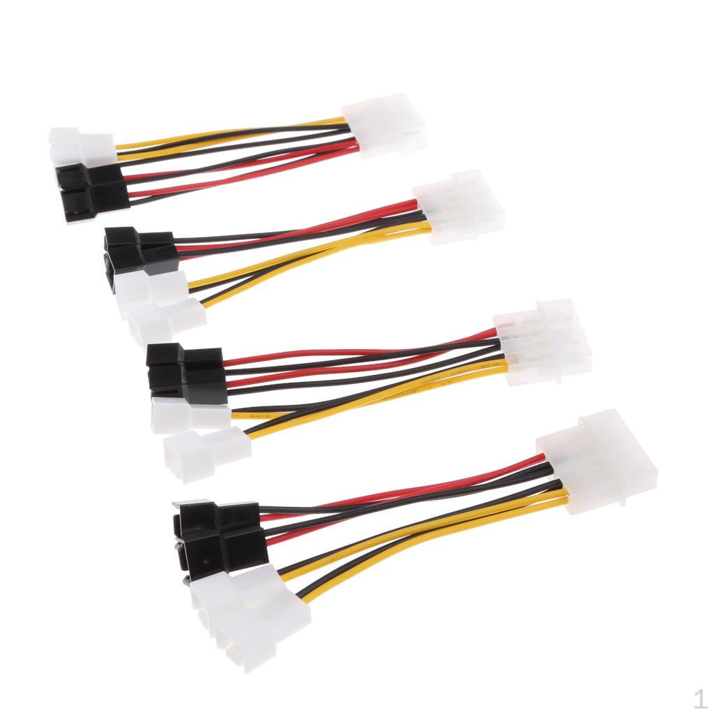 4x 4Pin Power Y-Splitter Fan Cable 1 To 4x3pin Adjust Speed 12V 5V For PC