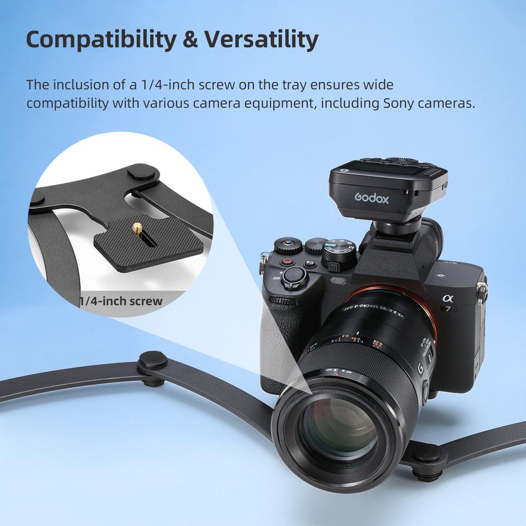 GODOX MF-DB Гибкий кронштейн для вспышки с двумя креплениями для вспышки из алюминиевого сплава, вращающаяся на 360 градусов головка