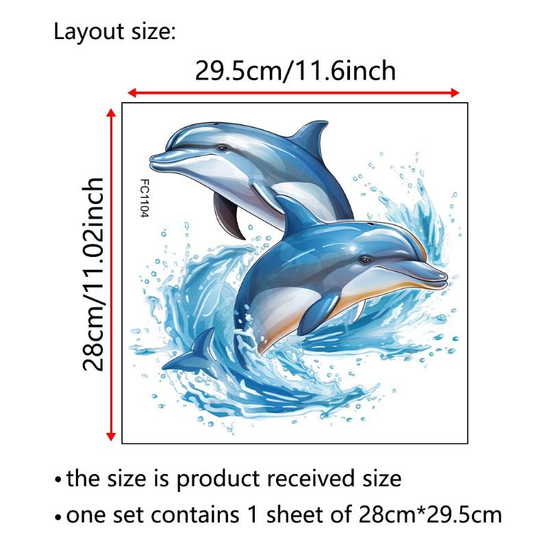 Водостойкая наклейка на стену с акварельным рисунком дельфинов, маслостойкая, съемная, для декора дома, ванной комнаты