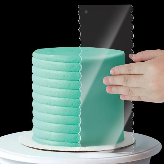 6Pcs Large Acrylic Cake Scraper Set Cakes Smoother Scraper Transparent Decorating Contour Stripe Cake Comb Kitchen Baking Tool