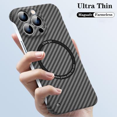 Магнитный чехол для беспроводной зарядки Magsafe для Iphone 13 12 11 Pro Max 13pro, ультратонкий бескаркасный чехол из углеродного волокна с узором