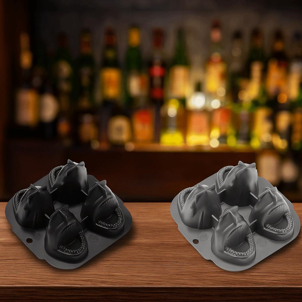 2pcs 3D Sharks Ice Cube Mold 4 Grid Ice Cube Maker Durable Ice Cube Tray Summer