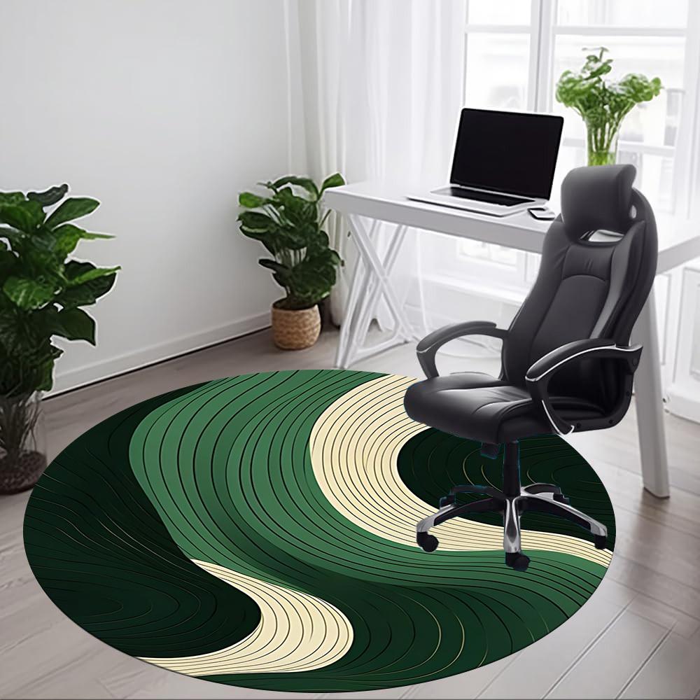 1pc Wave Flow Office Round Area Rug, Indoor Mat Suitable For Office, Under Office Chairs Bedroom Living Room Home Decor, Room Deco
