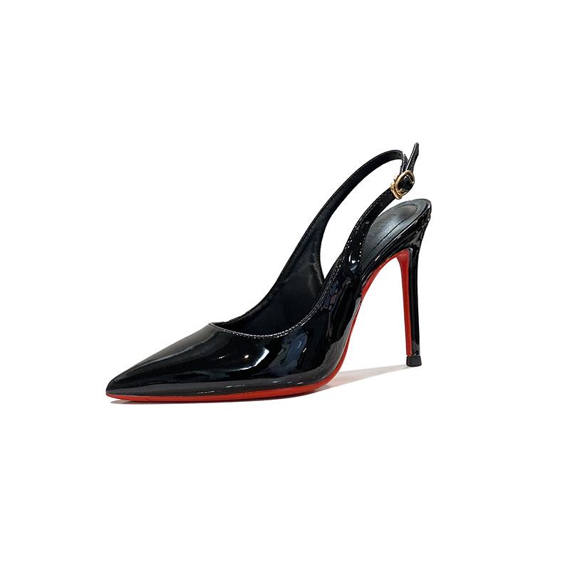 Spot ZS222-1 red-soled high heels femininity thin heels sexy bridesmaids black pointed large size single shoes autumn and winter