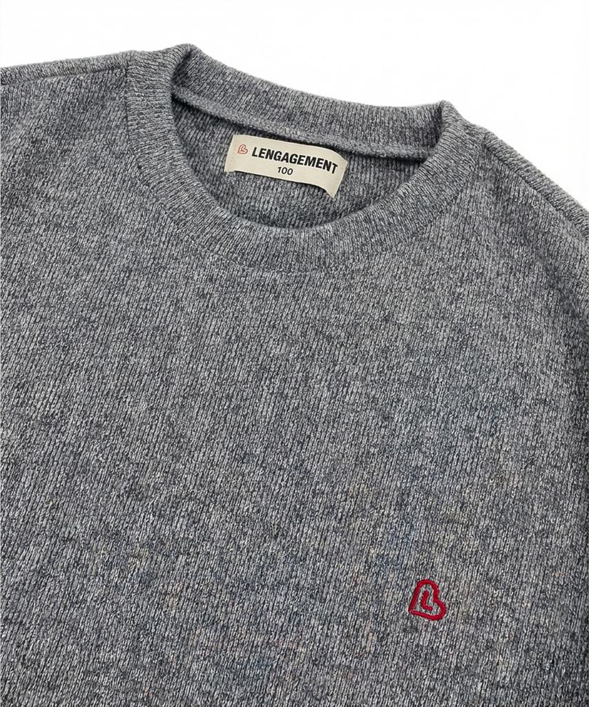 LENGAGEMENT Small Heart Daily Knit Sweater [Natural Gray]