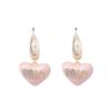 French gentle pink MIN letter crescent moon inlaid zircon love earrings Elegant, smart and simple and versatile earrings
