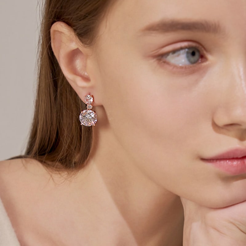 CRANNE Крупные серьги-подвески из 14-каратного золота с кубическим цирконием (Золотая булавка) C24EGP195