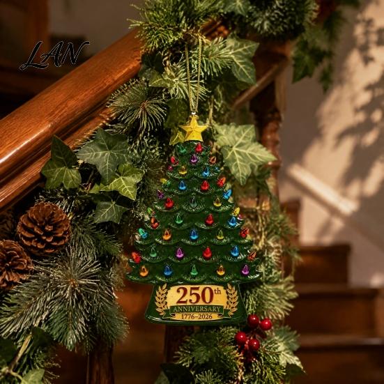 Hanging Pendant for Tree 250 Anniversary USA Christmas Ornament, 1776-2026 2D Acrylic Window Years America Decoration Patriotic Home Decor Ornaments