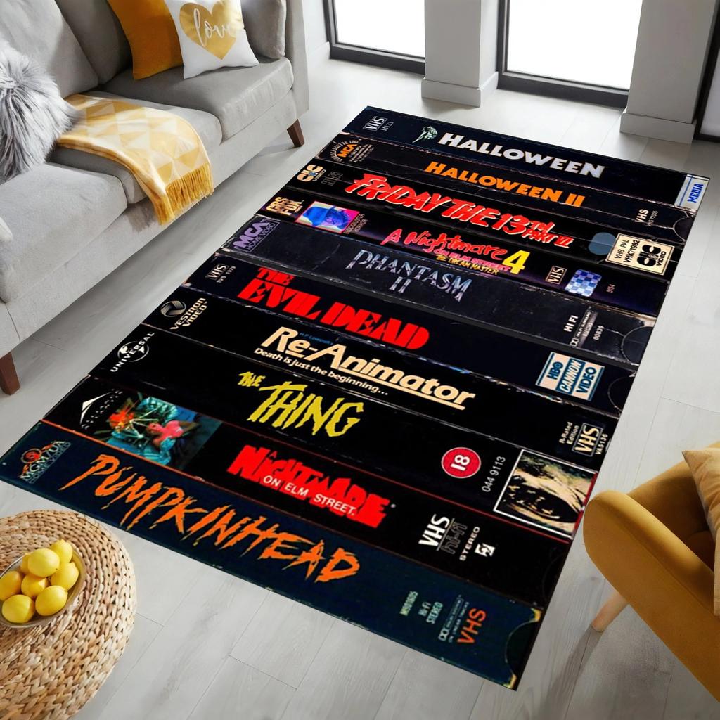 Black Horror Movie Living Room Modern Colorful Rug Art Mat Movie Rug Home Decor Non Slip Rug Popular Rug Retro Movies Big Carpet