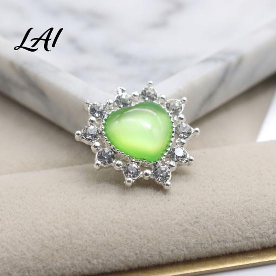 Clothing Decoration Crafts 2Pcs Cat Eye Alloy Rhinestone Gems Heart Faux Brooch Buttons 23mm Sparkling Flatbacks Flatback Gemstone Hearts