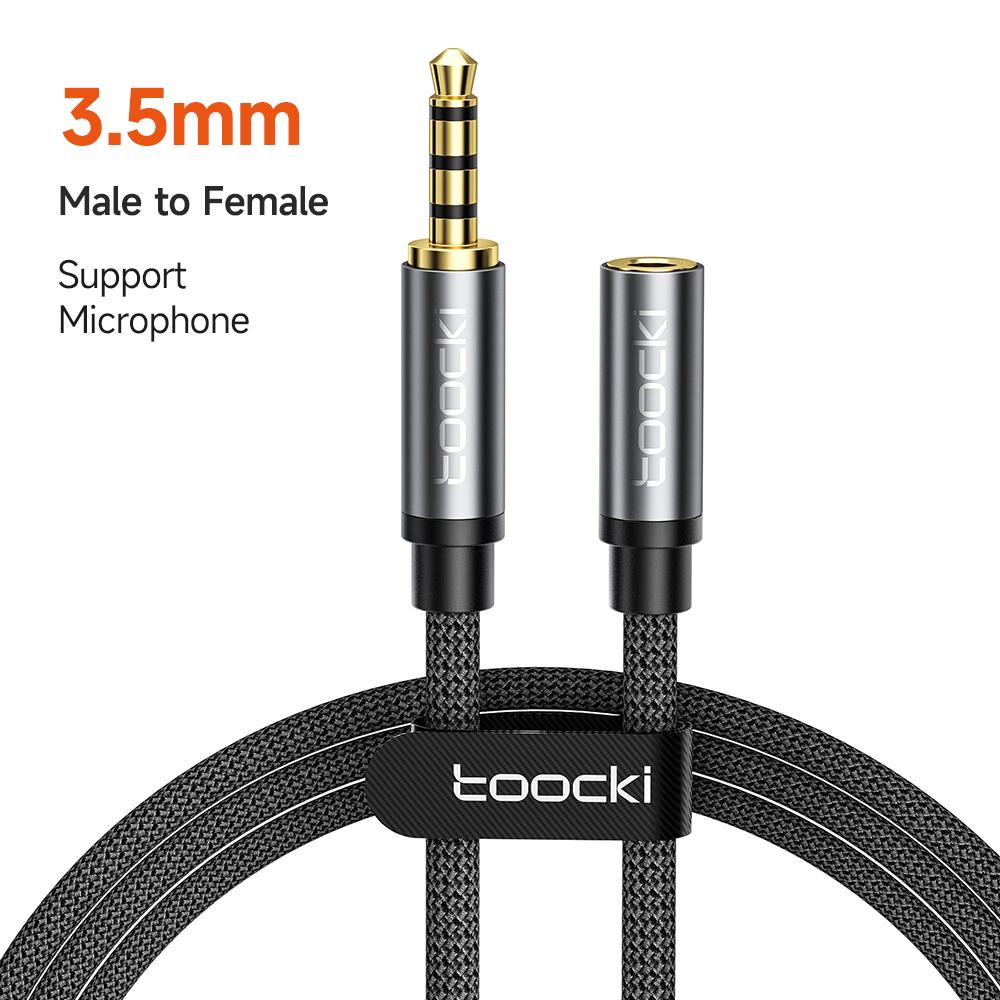 Tooki Aux Cable Jack 3,5 мм между мужчинами и женщинами, удлинительный аудиокабель для динамиков с микрофоном для наушников, удлинительный шнур Xiaomi