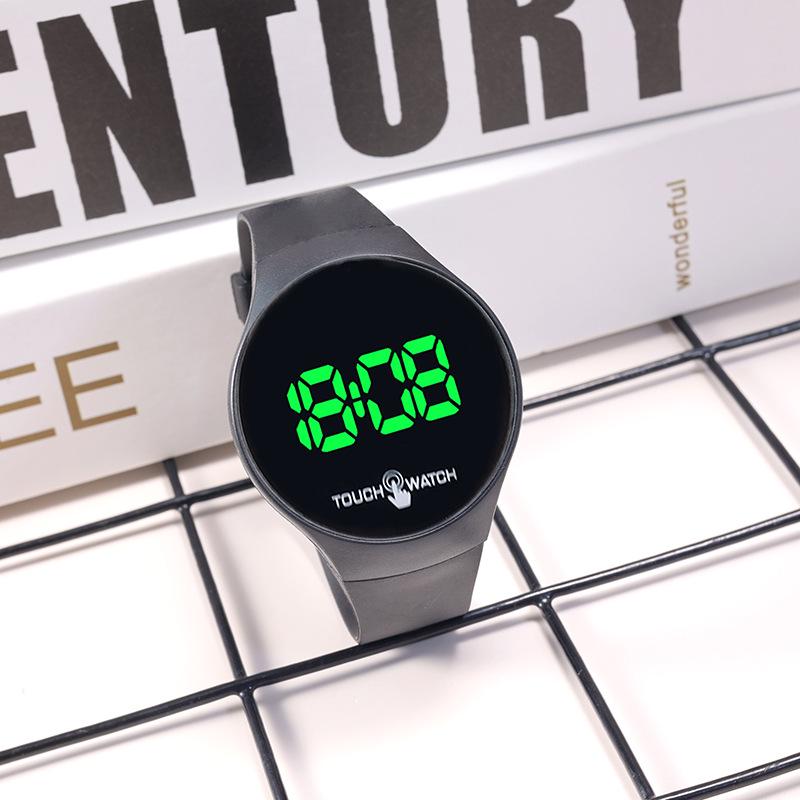 Унисекс Спортивные часы со светодиодным сенсорным экраном в корейском стиле – Модные, Простые, Дизайн с зеленой подсветкой