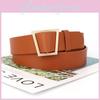 Elegant Womens Leather Belt With Trapezoid Buckle And Metal Pin Closure For Office And Daily Use