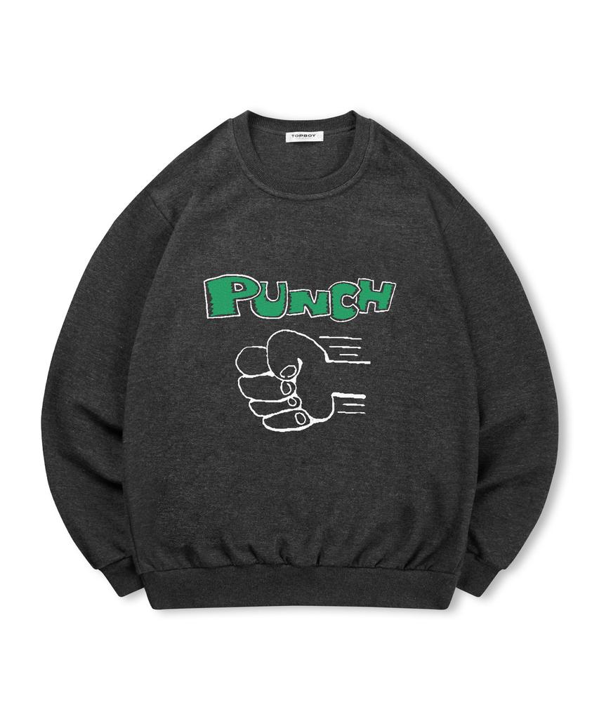 TOPBOY [Non-Fleece Or Fleece] Punch Print Sweatshirt (C Type)