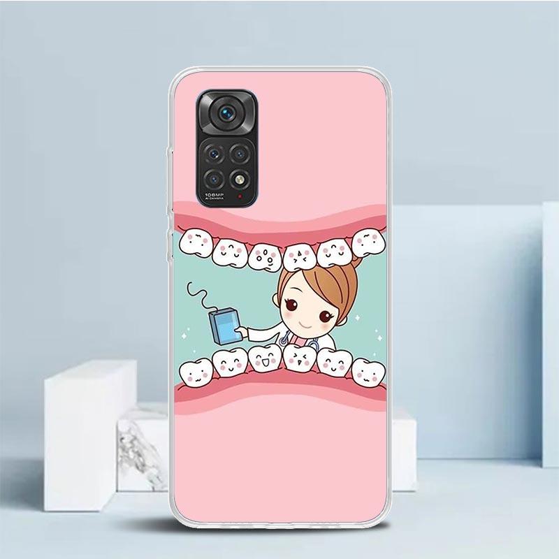 Зуб Мудрости Стоматолог Зуб Чехол Для Телефона Для Xiaomi Redmi Note 15 14 14S 13 12S 12 Pro Plus 11S 11 11T 11E 10S 10 + Мягкий ТПУ Задняя Крышка C