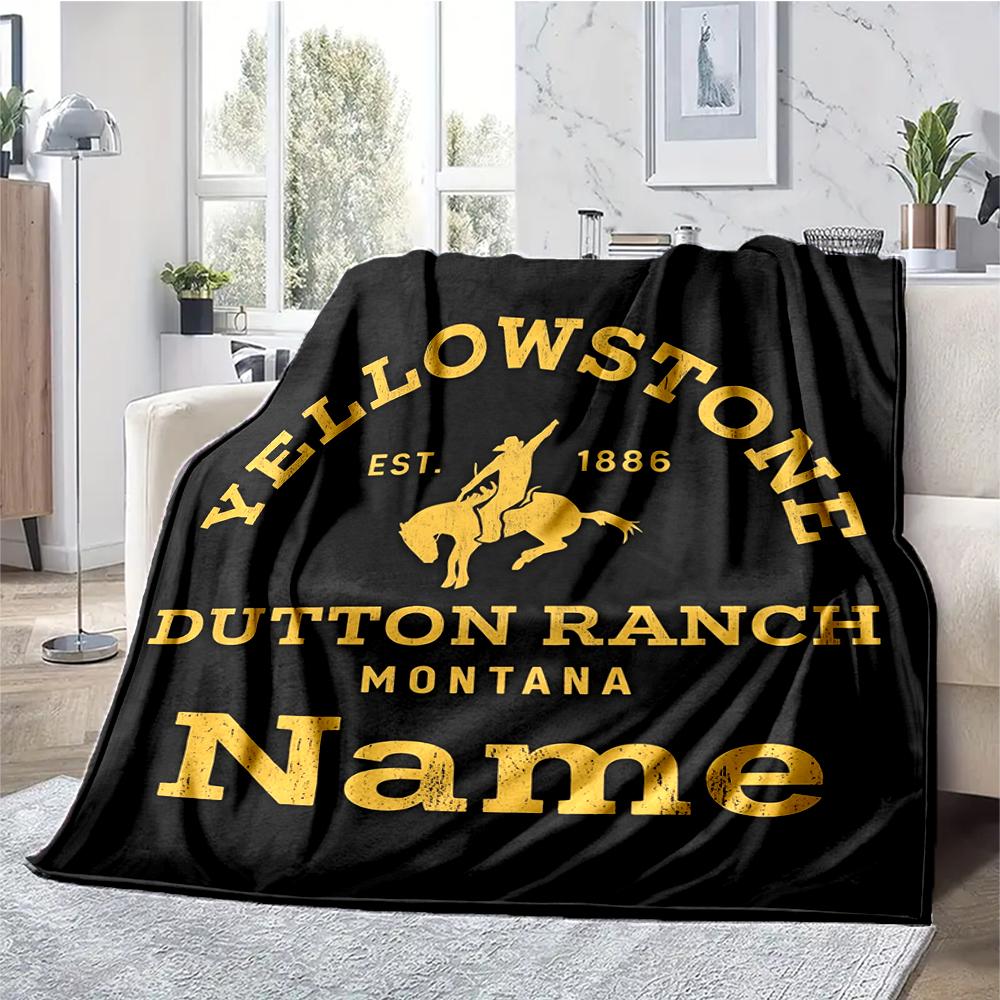 Custom Name Yellowstone Theme Printed Blanket - Perfect for Couch, Bed, Travel & Outdoor Use | Machine Washable, Cozy & Durable.