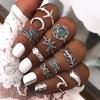 Fashion Women Bohemian Carved Unique Knuckle Rings Set 11 In 1