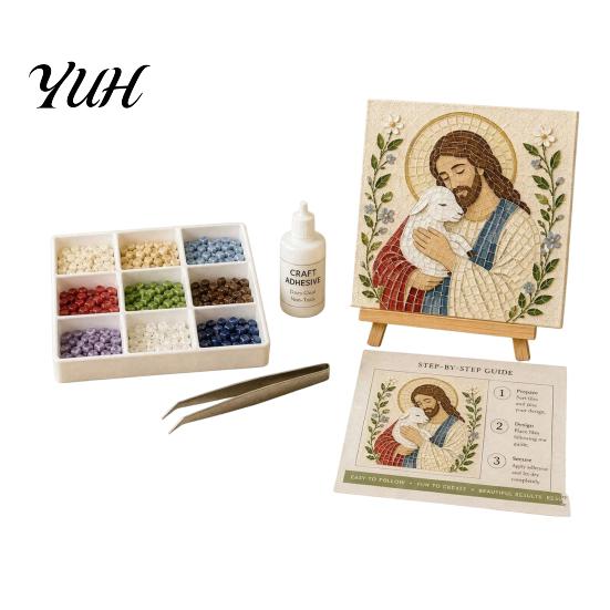 Meaningful Spiritual Art Projects Christian Sea Glass Kit, DIY Religious Mosaic Kit for Adults, Faith Bible Based Creative Hobbies Inspired