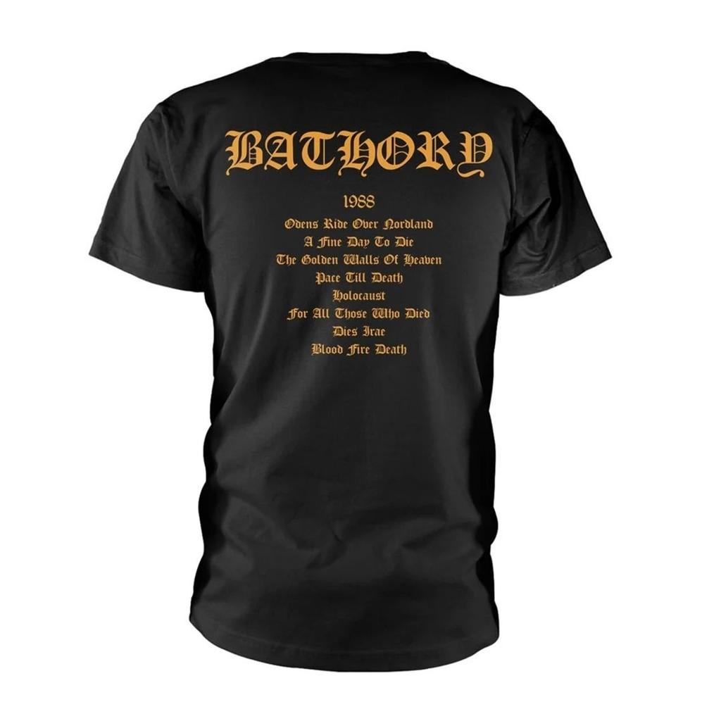 Футболка Bathory унисекс для взрослых с принтом на спине «Кровь Огонь Смерть»