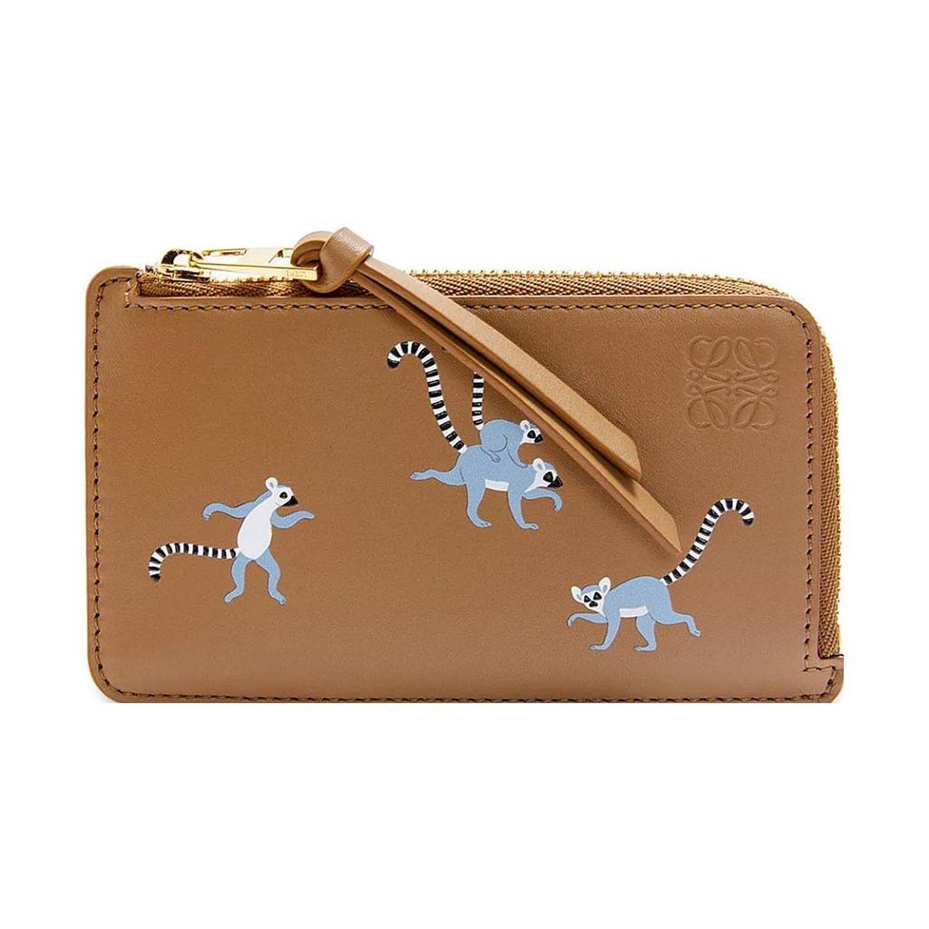 Loewe X Suna Fujita Collaboration Spring Summer 2024 Collection Lemur Print Zipper Card Holder Women Card Holder Oak-Brown C643Z40X53-3980