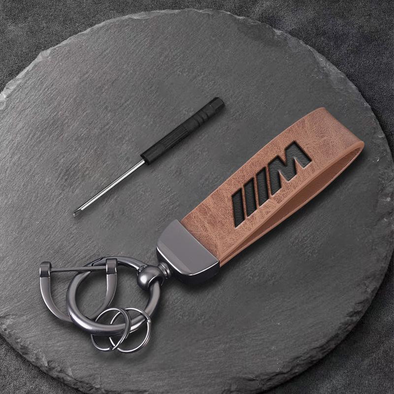 Silmply Leather Key Ring For BMW M Emblem E46 E36 E34 F10 E90 F30 E60 F30 E53 E30 E92 E87 Car Keychain Auto Interior Accessories cwzn80