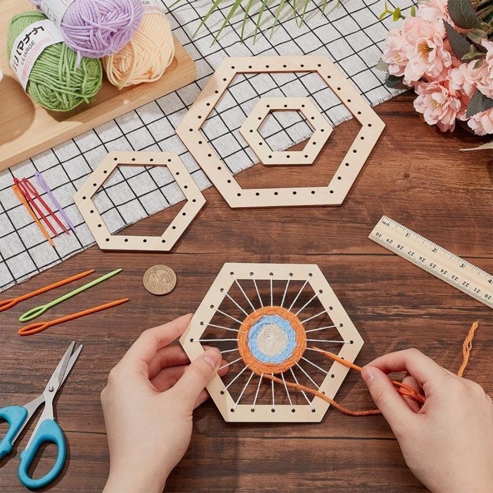 Versatile Wooden Weaving Loom Kit Weaving Comb Traditional Circular Gear Weaving Modular Design Art Crafts