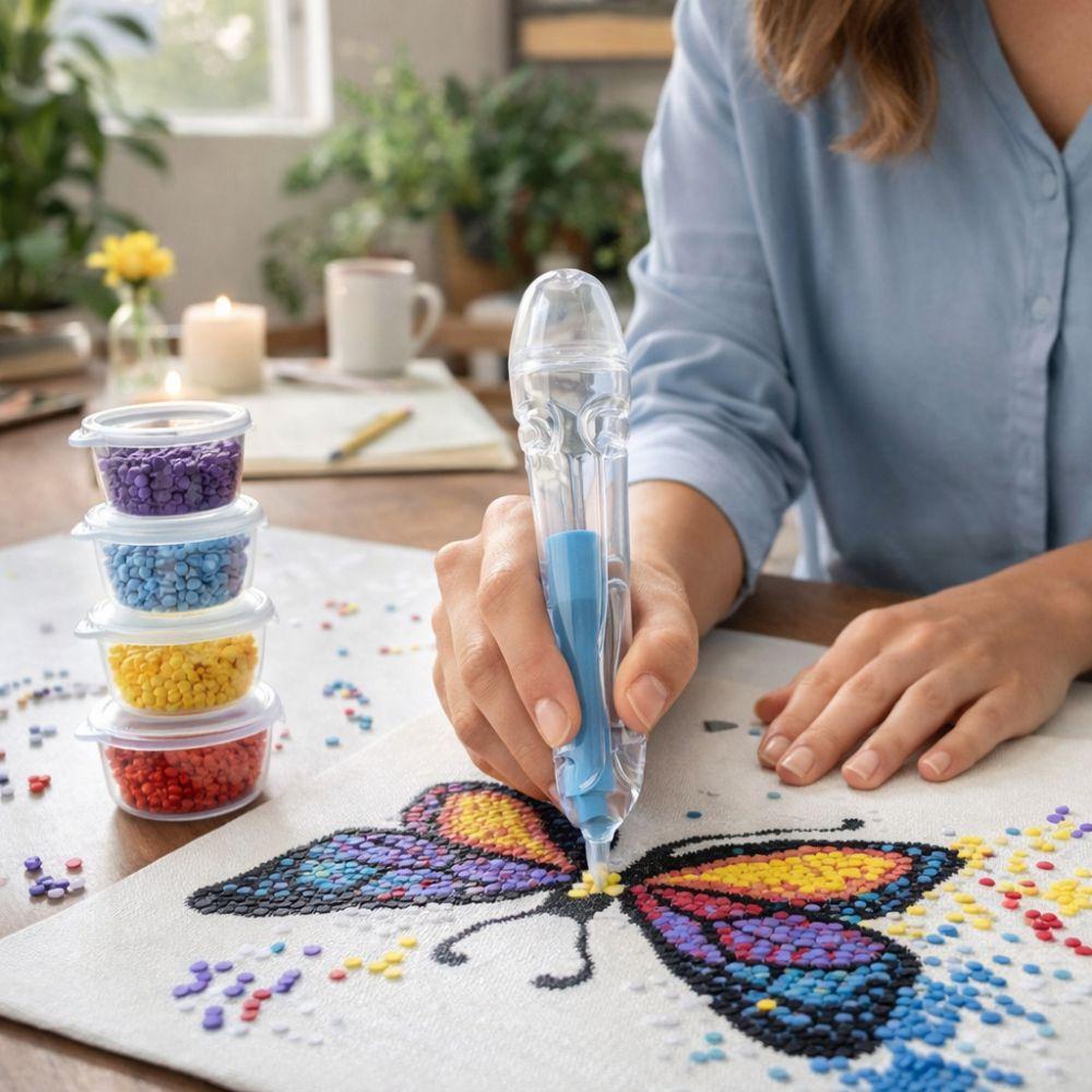 3D Pixel Puzzle Bead Positioning Pen Anti-slip Jam-Free Fuse Bead Pen Educational with Bead Containers Beaded Pen Jewelry Making