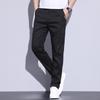 Summer Thin Men Straight Casual Men's Pants Slim Stretch Elastic Waist Male Trousers Solid Color Brand Clothing Coffee