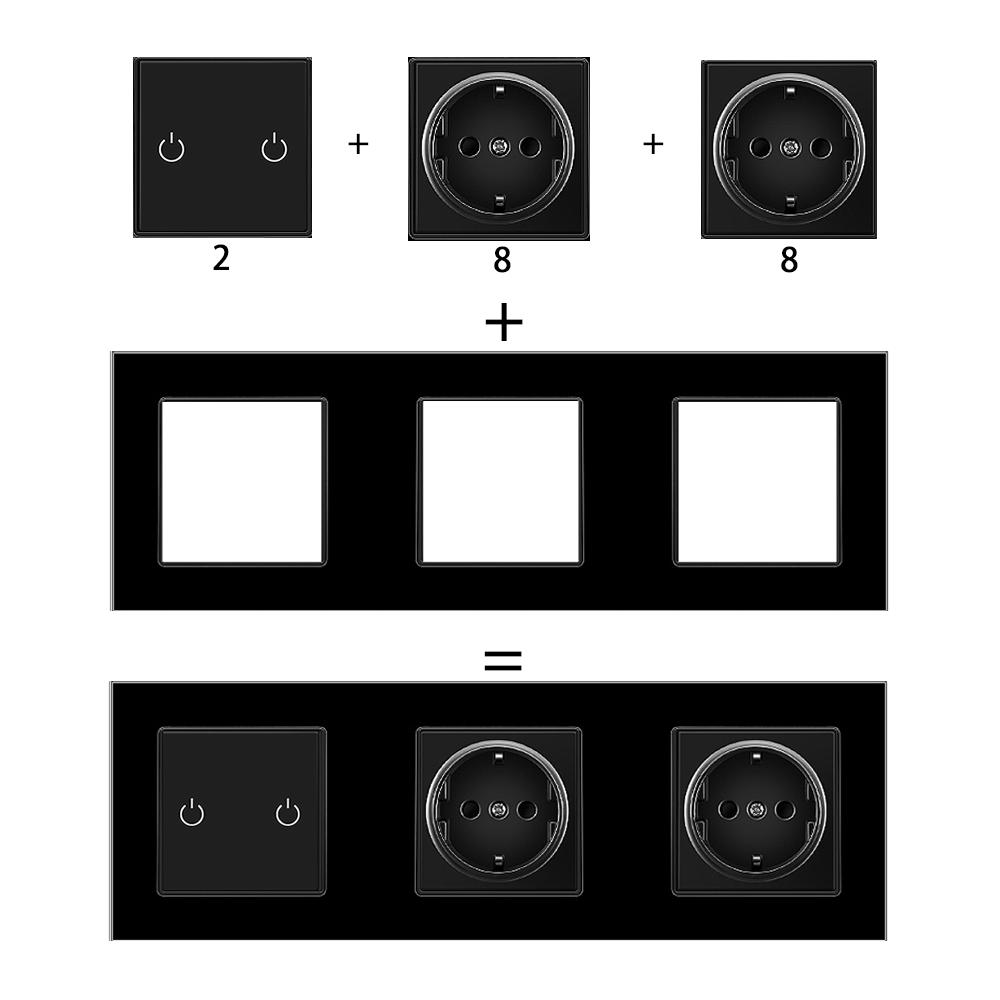EIOMR A1 Series High-quality Plastic Panels Wall Switch EU French Electrical Outlets USB Type-C TV RJ45 Sensor Switch Module DIY