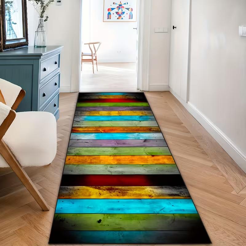 Modern Black And White Geometric Rectangle Rug For Hallway Kitchen Bathroom Bedside Holiday Gift