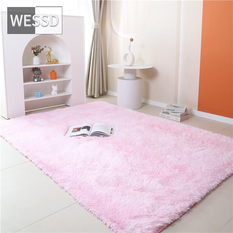 Радужный пушистый ковер для комнаты девочки, милый кавайный декор, красочный плюшевый ковер для гостиной, градиентный напольный коврик для спальни